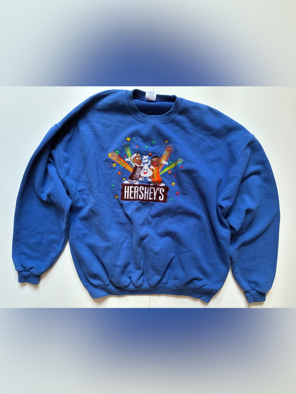 Vintage Jerzees "Hersheys" Chocolate Sweater - Blue - Size XL